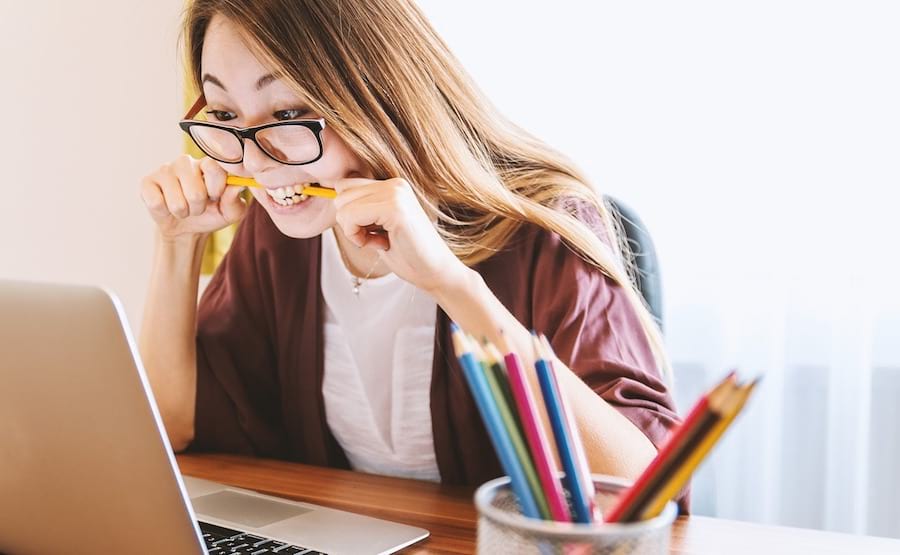 An image of a woman studying