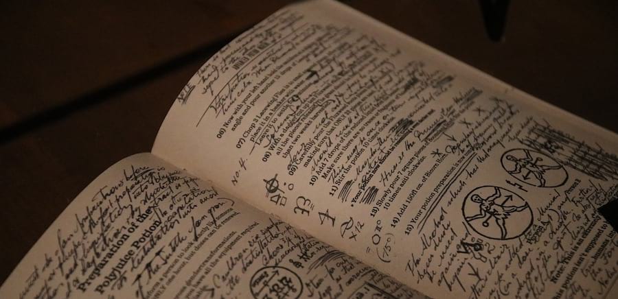A magic book showing a potion recipe