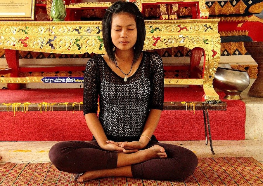 A woman meditating